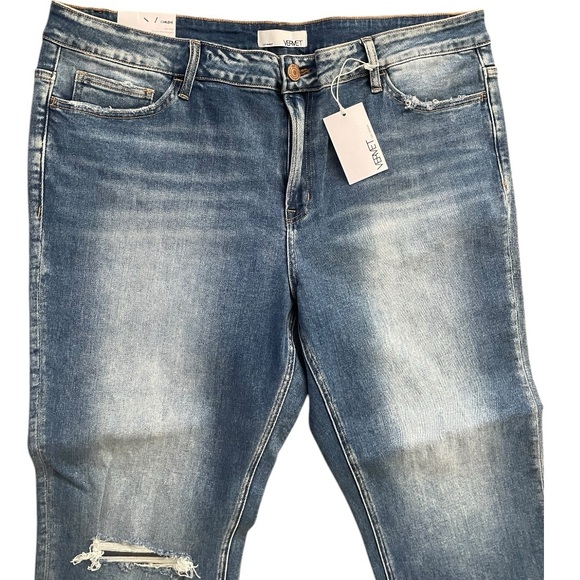 VERVET Carlene New Mid Rise Slim Straight Blue Jeans Women's Size 22 Distressed - Picture 4 of 8